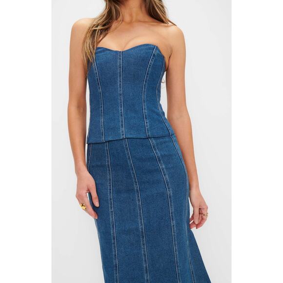 Show Me Your Mumu Baton Rouge Top in Blue Indigo L - Picture 4 of 10